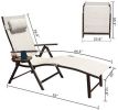 Aluminum Outdoor Folding Reclining Adjustable Chaise Lounge Chair with Cup Holder for Outdoor Patio Beach