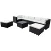 9-piece Outdoor Patio PE Wicker Rattan conversation Sectional Sofa sets with 3 sofa, 3 corner sofa, 2 ottomans, and 1 glass coffee table, removable so