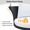 33.8' Single Person Hanging Seat; Rattan Woven Swing Chair; Porch Swing With Ropes