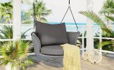 33.8' Single Person Hanging Seat; Rattan Woven Swing Chair; Porch Swing With Ropes