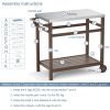 Outdoor Prep Cart Dining Table for Pizza Oven;  Patio Grilling Backyard BBQ Grill Cart