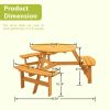 6-Person Circular Outdoor Wooden Picnic Table with 3 Built-in Benches;  for Patio Backyard Garden;  DIY;  1720lb Capacity;  Natural/Gray