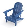 Folding Adirondack Chair;  Fire Pit Chair; Patio Outdoor Chairs All-Weather Proof HDPE Resin for BBQ Beach Deck Garden Lawn Backyard-Navy Blue