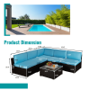 Outdoor Garden Patio Furniture 6-Piece Brown PE Rattan Wicker Sectional  Cushioned Sofa Sets