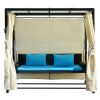 [VIDEO provided]U_Style 2-3 People Outdoor Swing Bed; Adjustable Curtains; Suitable For Balconies;  Gardens And Other Places