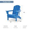 Folding Adirondack Chair;  Fire Pit Chair; Patio Outdoor Chairs All-Weather Proof HDPE Resin for BBQ Beach Deck Garden Lawn Backyard-Navy Blue