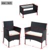 4 PC Rattan Patio Furniture Set Outdoor Patio Cushioned Seat Wicker Sofa