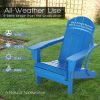 Folding Adirondack Chair;  Fire Pit Chair; Patio Outdoor Chairs All-Weather Proof HDPE Resin for BBQ Beach Deck Garden Lawn Backyard-Navy Blue