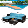 Outdoor Garden Patio Furniture 5-Piece Brown PE Rattan Wicker Sectional Cushioned Sofa Sets