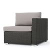 Francisco Outdoor Wicker Sectional Sofa Seat with Cushions Gray