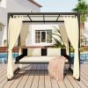 [VIDEO provided]U_Style 2-3 People Outdoor Swing Bed; Adjustable Curtains; Suitable For Balconies;  Gardens And Other Places