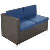 9 Piece Rattan Sectional Seating Group with Cushions and Ottoman, Patio Furniture Sets, Outdoor Wicker Sectional