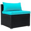 9-piece Outdoor Patio PE Wicker Rattan conversation Sectional Sofa sets with 3 sofa, 3 corner sofa, 2 ottomans, and 1 glass coffee table, removable so