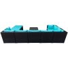 9-piece Outdoor Patio PE Wicker Rattan conversation Sectional Sofa sets with 3 sofa, 3 corner sofa, 2 ottomans, and 1 glass coffee table, removable so