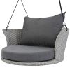 33.8' Single Person Hanging Seat; Rattan Woven Swing Chair; Porch Swing With Ropes