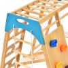 Wooden Indoor Kids Playground Jungle Gym with Slide; Toddlers Wooden Climber 8-in-1 Slide Playset; Wooden Rock Climbing Wall with Rope Wall Climb; Mon