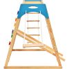 Wooden Indoor Kids Playground Jungle Gym with Slide; Toddlers Wooden Climber 8-in-1 Slide Playset; Wooden Rock Climbing Wall with Rope Wall Climb; Mon