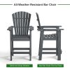 Patio Bar Stools Adirondack Arm Chairs Set of 2, All Weather Outdoor Furniture Wood-Like HDPE Deck Backyard Garden Dining Chairs, Beach Balcony Chair