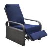 Outdoor Recliner Chair;  Automatic Adjustable Wicker Lounge Recliner Chair with 5.12'' Thicken Cushion