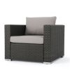 Francisco Outdoor Wicker Sectional Sofa Seat with Cushions Gray