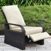 Outdoor Recliner Chair;  Automatic Adjustable Wicker Lounge Recliner Chair with 5.12'' Thicken Cushion