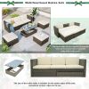 Patio Furniture Sets;  5-Piece Patio Wicker Sofa with Adustable Backrest;  Cushions;  Ottomans and Lift Top Coffee Table