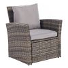 4 Pieces Outdoor Patio Furniture Sets Garden Rattan Chair Wicker Set;  Poolside Lawn Chairs with Tempered Glass Coffee Table Porch Furniture