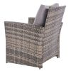 4 Pieces Outdoor Patio Furniture Sets Garden Rattan Chair Wicker Set;  Poolside Lawn Chairs with Tempered Glass Coffee Table Porch Furniture