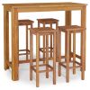 5 Piece Patio Dining Set Solid Wood Acacia