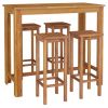 5 Piece Patio Dining Set Solid Wood Acacia