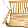 Front Porch Swing with Armrests;  Wood Bench Swing with Hanging Chains; for Outdoor Patio ; Garden Yard;  porch;  backyard;  or sunroom; Easy to Assem