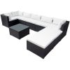 9-piece Outdoor Patio PE Wicker Rattan conversation Sectional Sofa sets with 3 sofa, 3 corner sofa, 2 ottomans, and 1 glass coffee table, removable so