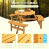 6-Person Circular Outdoor Wooden Picnic Table with 3 Built-in Benches;  for Patio Backyard Garden;  DIY;  1720lb Capacity;  Natural/Gray