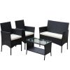 4 PC Rattan Patio Furniture Set Outdoor Patio Cushioned Seat Wicker Sofa