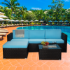 Outdoor Garden Patio Furniture 5-Piece Brown PE Rattan Wicker Sectional Cushioned Sofa Sets