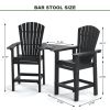 Patio Bar Stools Adirondack Arm Chairs Set of 2, All Weather Outdoor Furniture Wood-Like HDPE Deck Backyard Garden Dining Chairs, Beach Balcony Chair