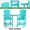 Patio Bar Stools Adirondack Arm Chairs Set of 2, All Weather Outdoor Furniture Wood-Like HDPE Deck Backyard Garden Dining Chairs, Beach Balcony Chair