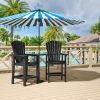 Patio Bar Stools Adirondack Arm Chairs Set of 2, All Weather Outdoor Furniture Wood-Like HDPE Deck Backyard Garden Dining Chairs, Beach Balcony Chair