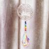 Flower of Life Suncatcher, Silver Hanging Crystal Wind Chimes, Tree of Life Chakra Crystal Glass Angel Sun Catcher with Iris Effect for Home Garden De