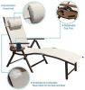 Aluminum Outdoor Folding Reclining Adjustable Chaise Lounge Chair with Cup Holder for Outdoor Patio Beach