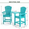 Patio Bar Stools Adirondack Arm Chairs Set of 2, All Weather Outdoor Furniture Wood-Like HDPE Deck Backyard Garden Dining Chairs, Beach Balcony Chair